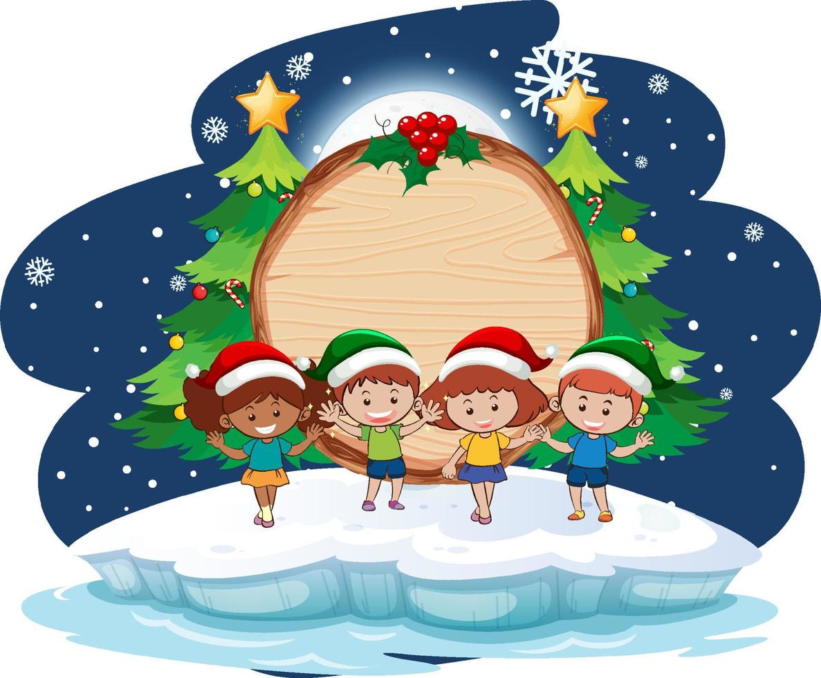 striscione vuoto con bambini in costume natalizio vettore
