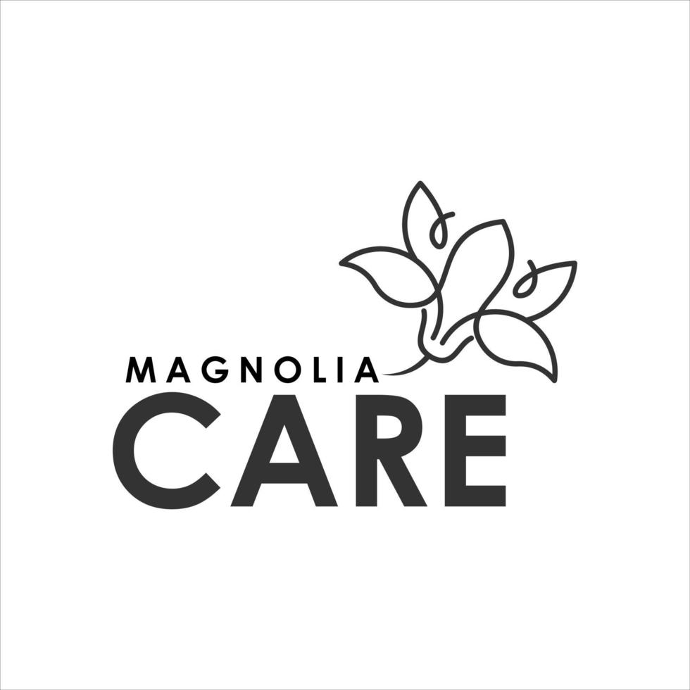 logo di cura di bellezza con elemento fiore di magnolia vettore
