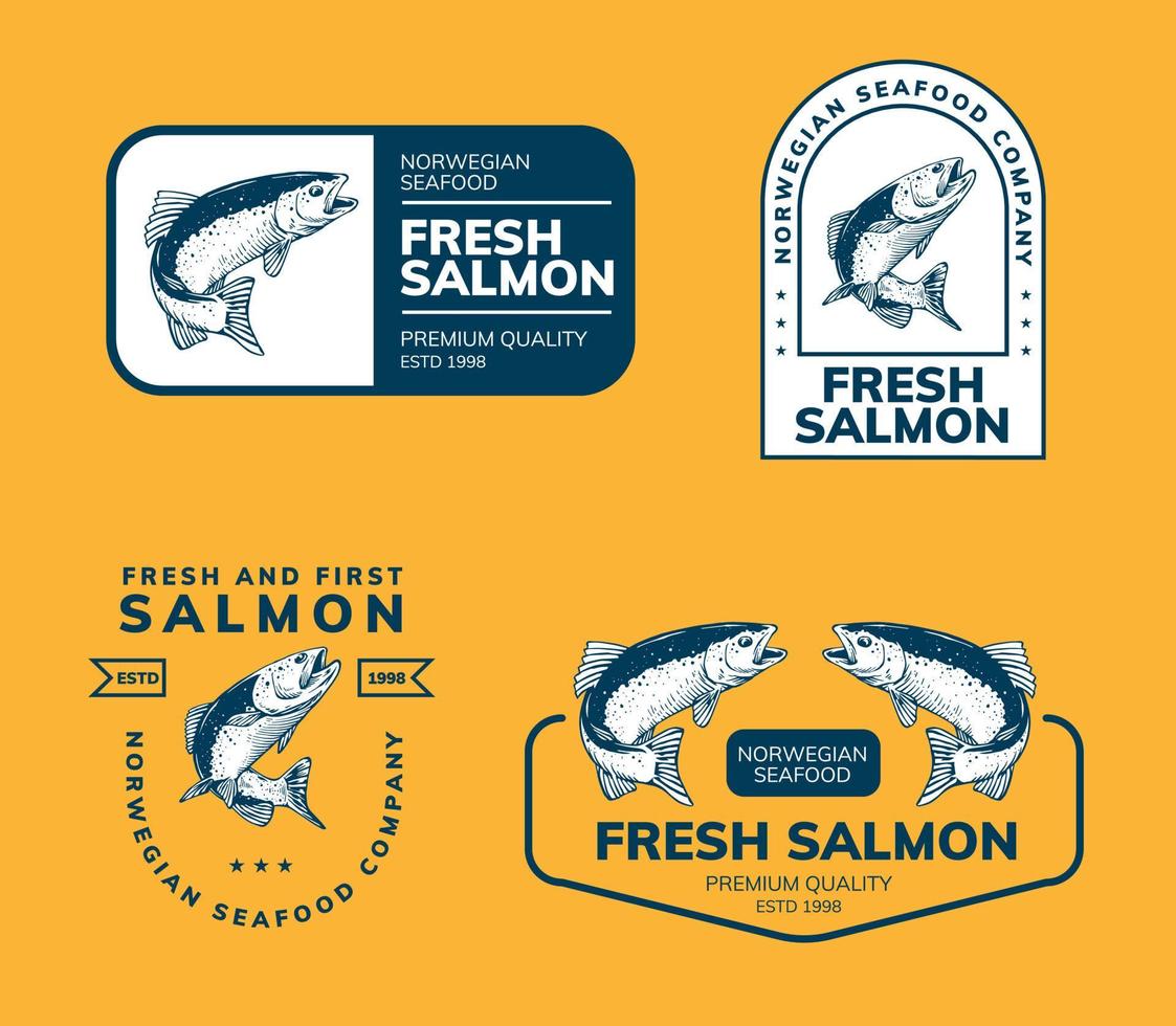 design del modello di logo di pesce salmone fresco vettore