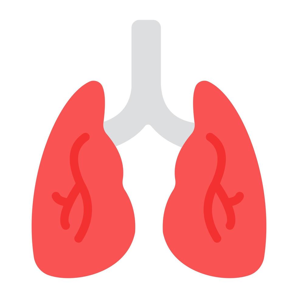 organo respiratorio umano, icona dei polmoni in design piatto vettore