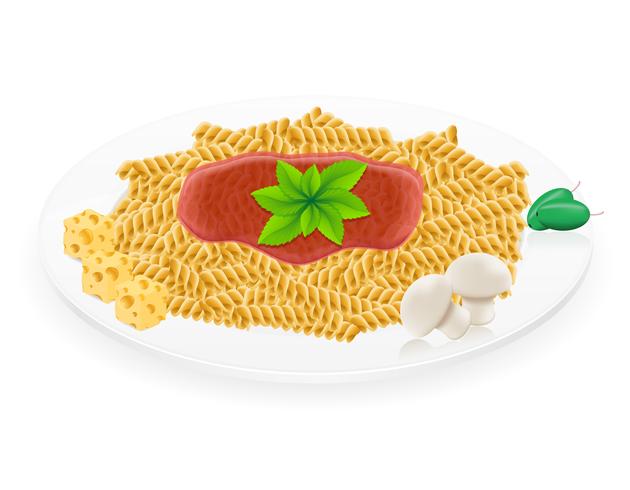 pasta su un&#39;illustrazione di vettore di piatto