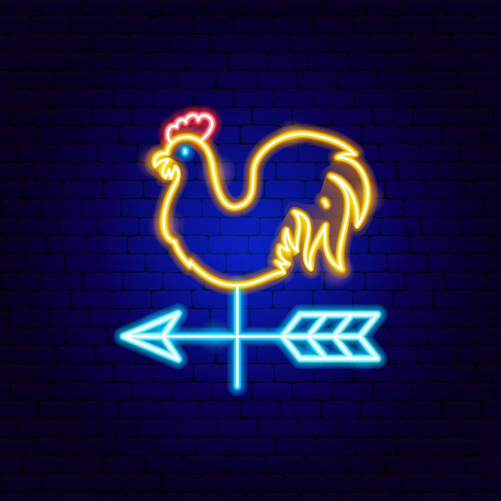 insegna al neon della banderuola del gallo vettore