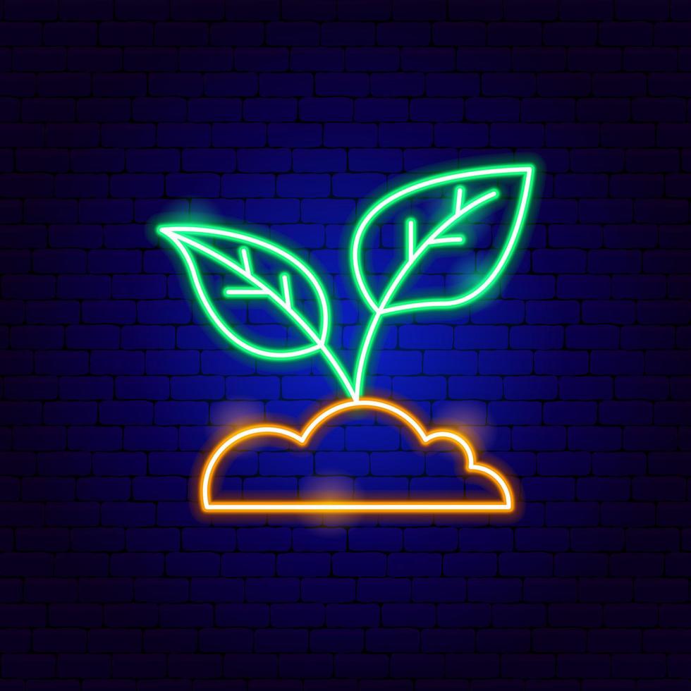 insegna al neon di foglie di piante vettore