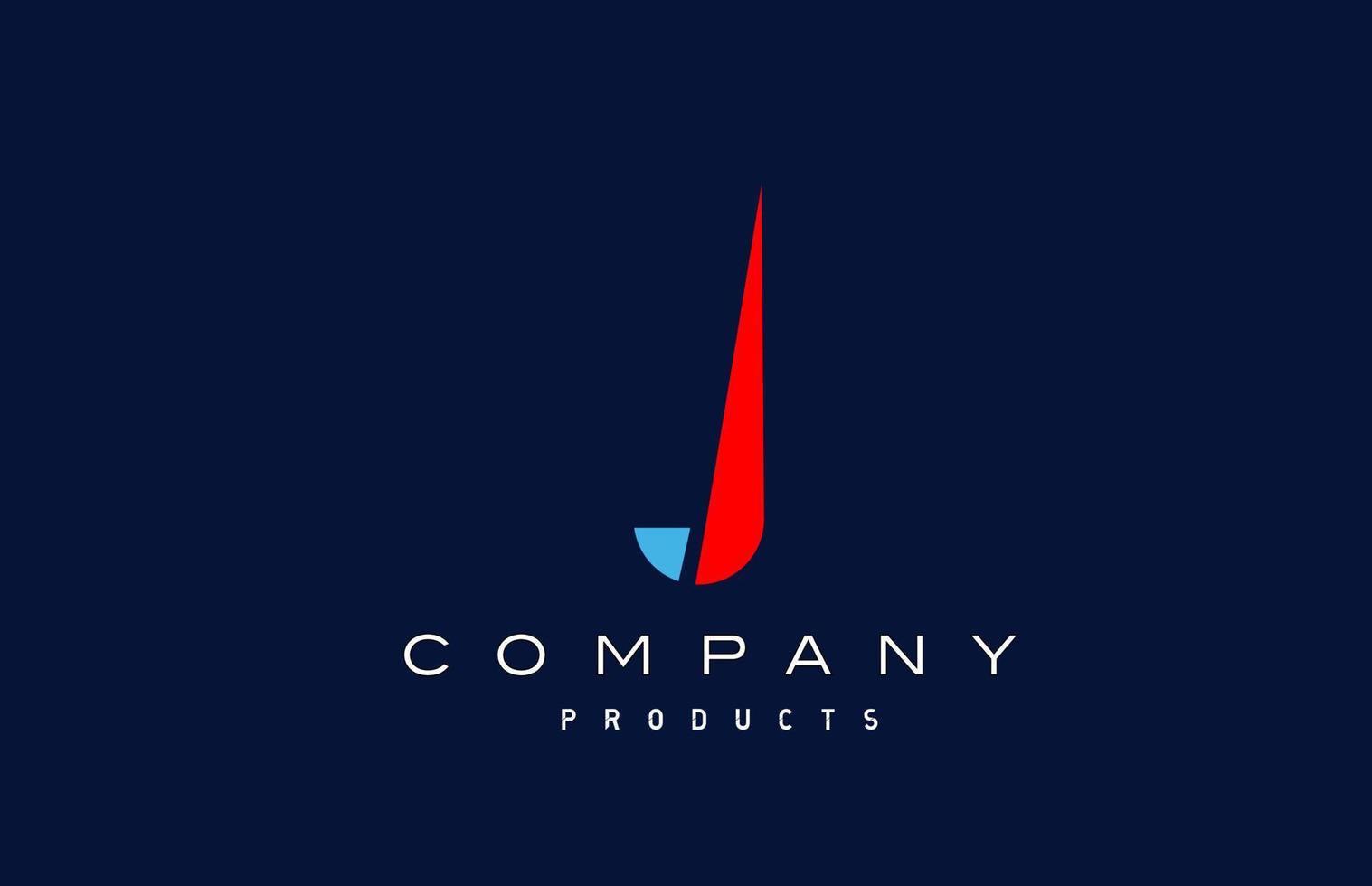 icona del logo della lettera dell'alfabeto j rosso blu. design per azienda e business vettore