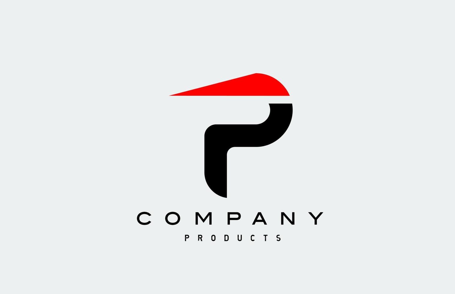 p icona rossa del logo della lettera dell'alfabeto con colore nero. design creativo per il business e l'azienda vettore