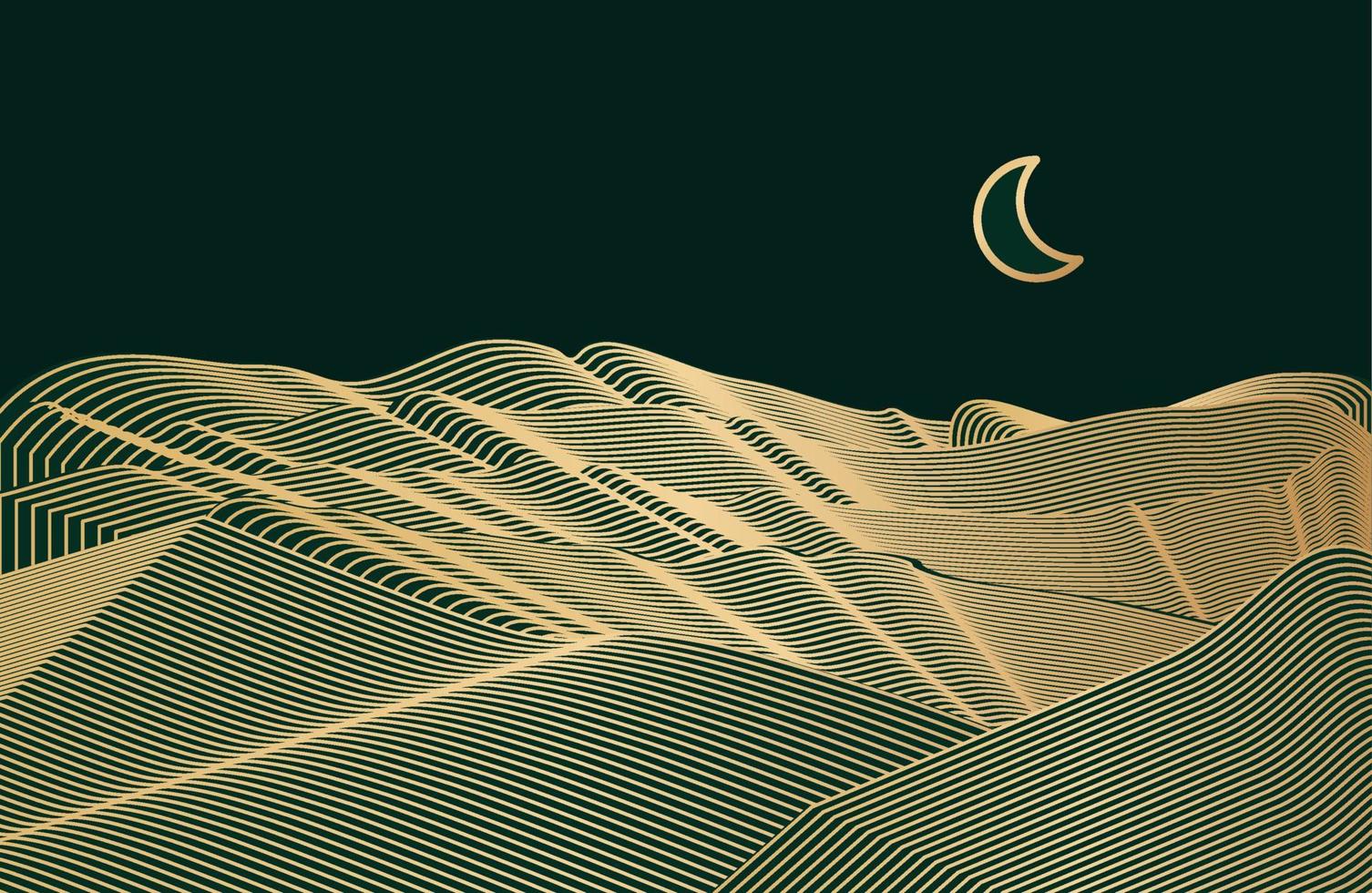 linea di montagna moderna e minimalista. paesaggi di sfondi estetici contemporanei di montagna astratta. design del layout di montagna in stile orientale. vettore