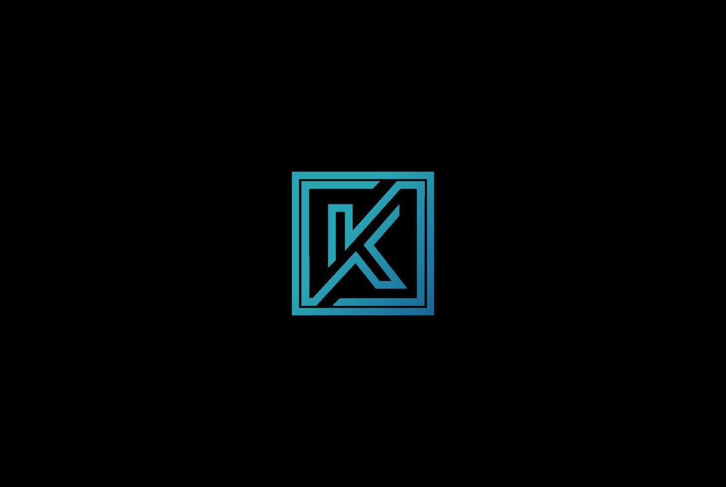 semplice quadrato minimalista iniziale lettera k logo design vector