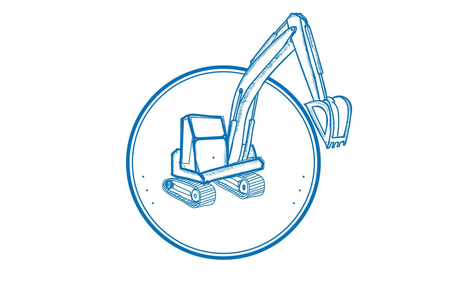vettore di progettazione del logo dell'escavatore dell'escavatore a cucchiaia rovescia vintage retrò