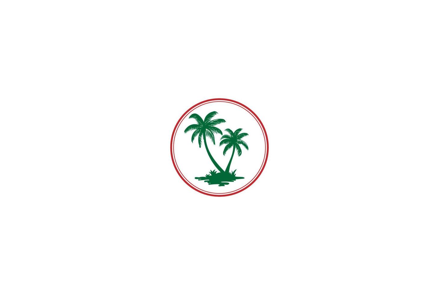 albero di cocco di palma retrò vintage per il vettore di design del logo di viaggio estivo in spiaggia