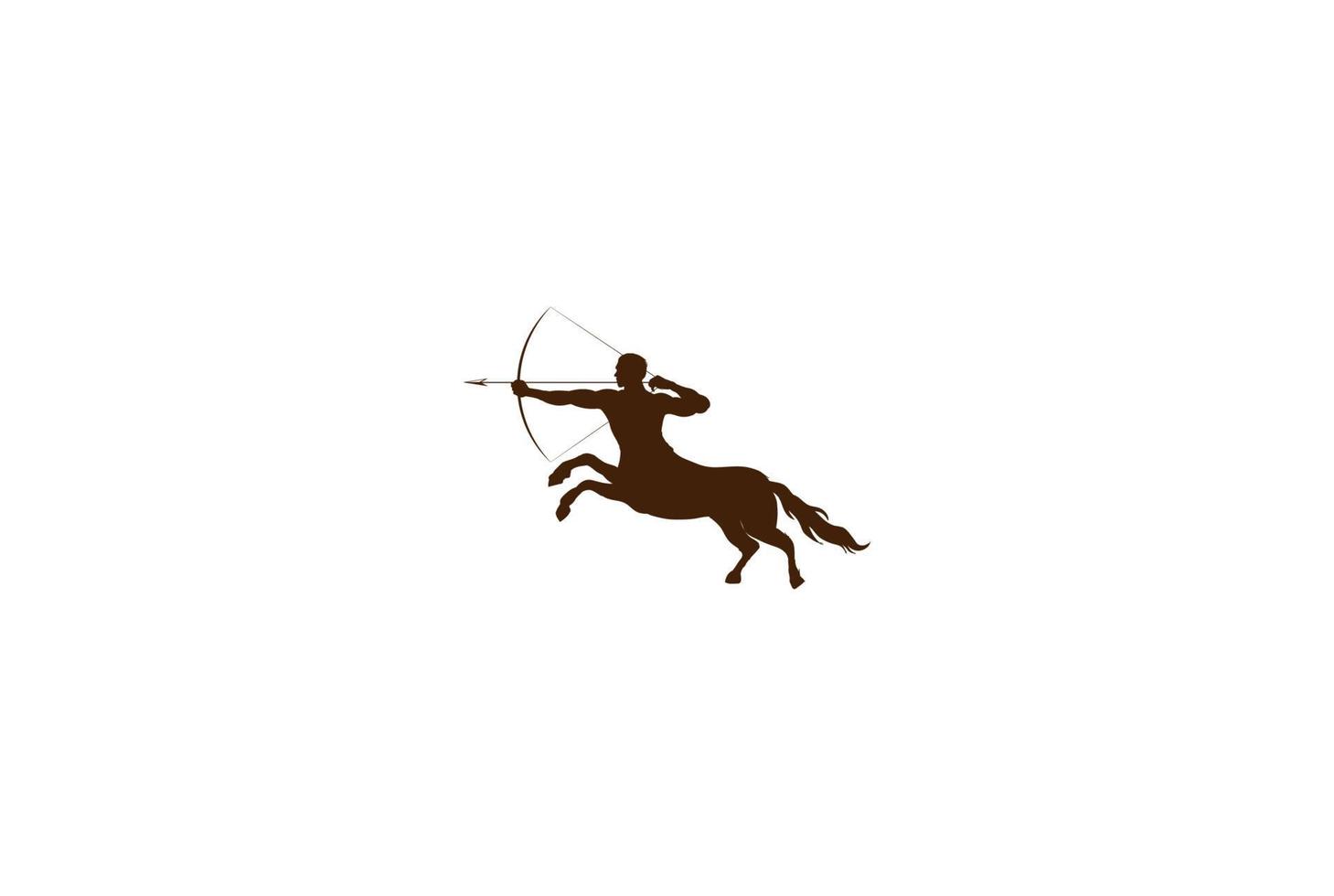 Sagittario uomo cavallo maschio con tiro con l'arco mira al vettore di progettazione del logo zodiaco