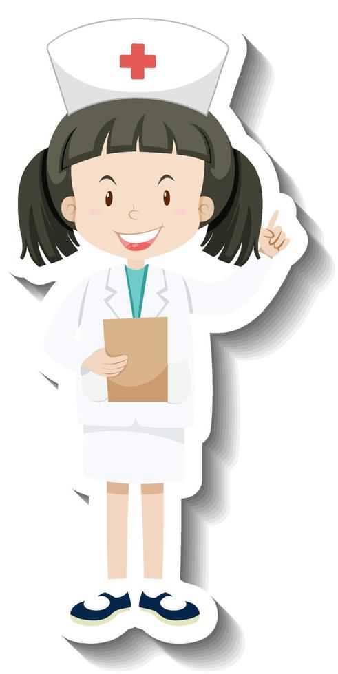 un personaggio dei cartoni animati di una ragazza infermiera vettore
