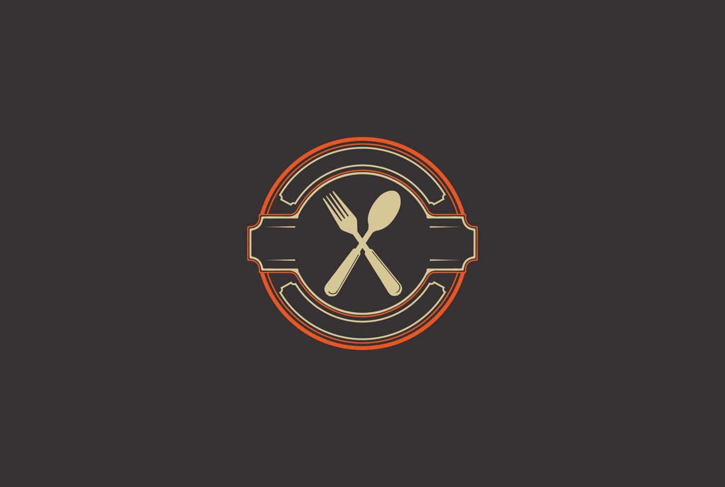 forchetta cucchiaio vintage retrò per caffè, chef e ristorante distintivo emblema etichetta logo disegno vettoriale