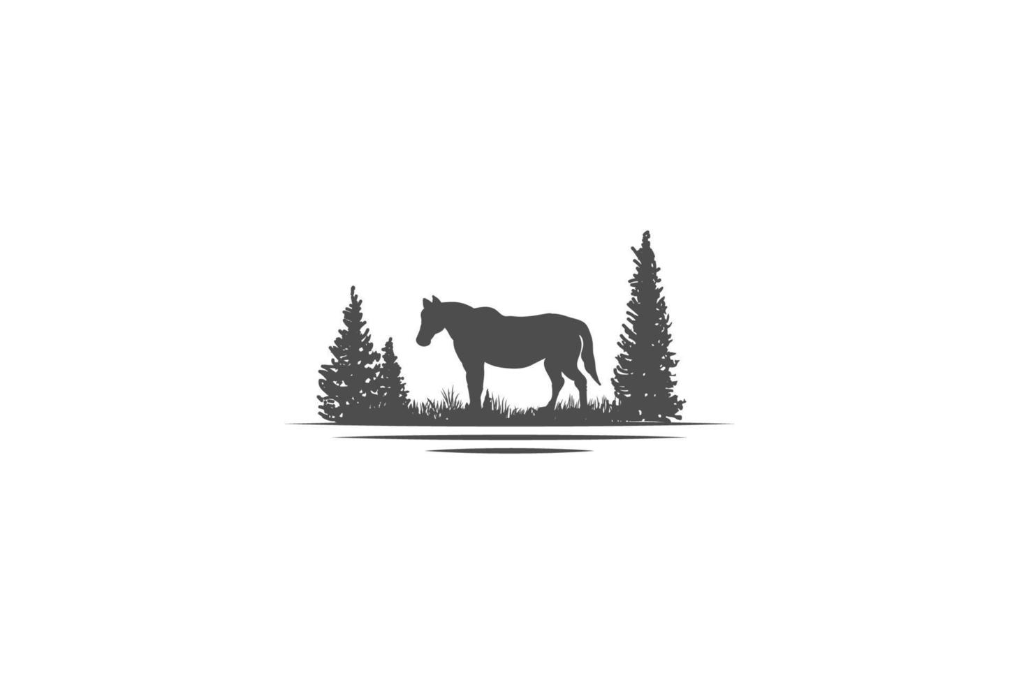 illustrazione rustica di vettore di progettazione di logo del ranch della campagna del cavallo dell'annata