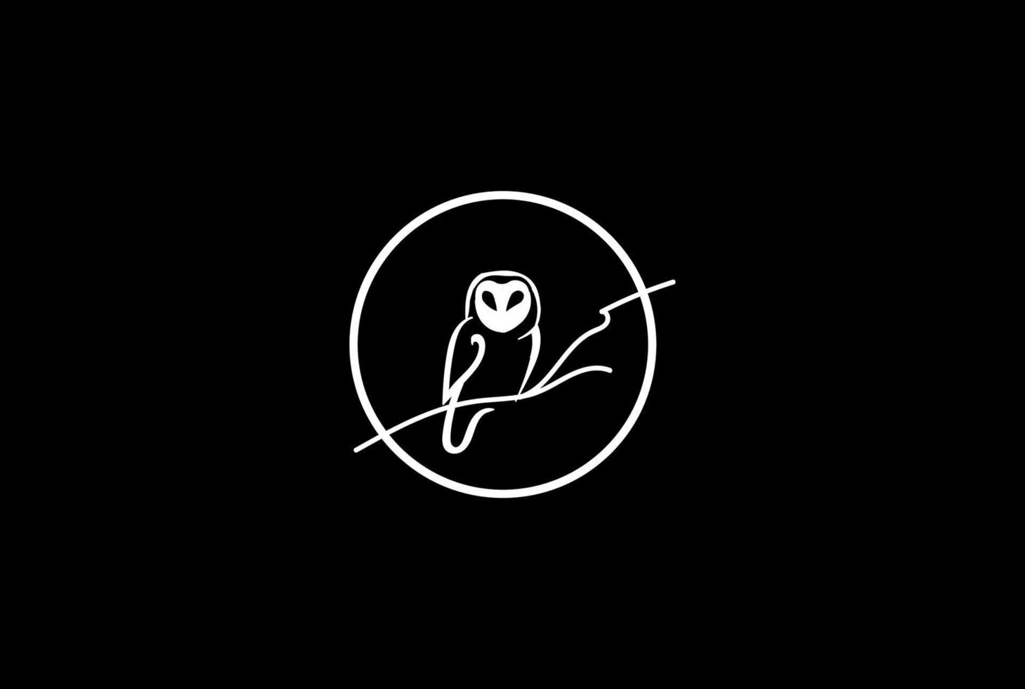 gufo luna notte oscura logo design vector