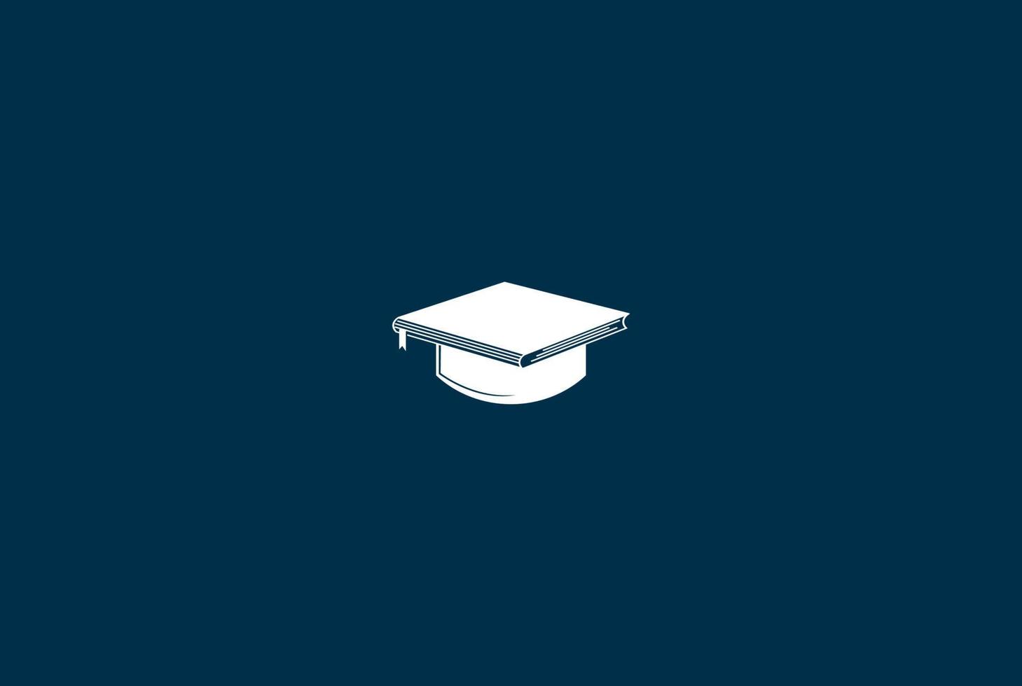 cappello di graduazione libro semplice e minimalista per il vettore di progettazione del logo dell'università di istruzione scolastica