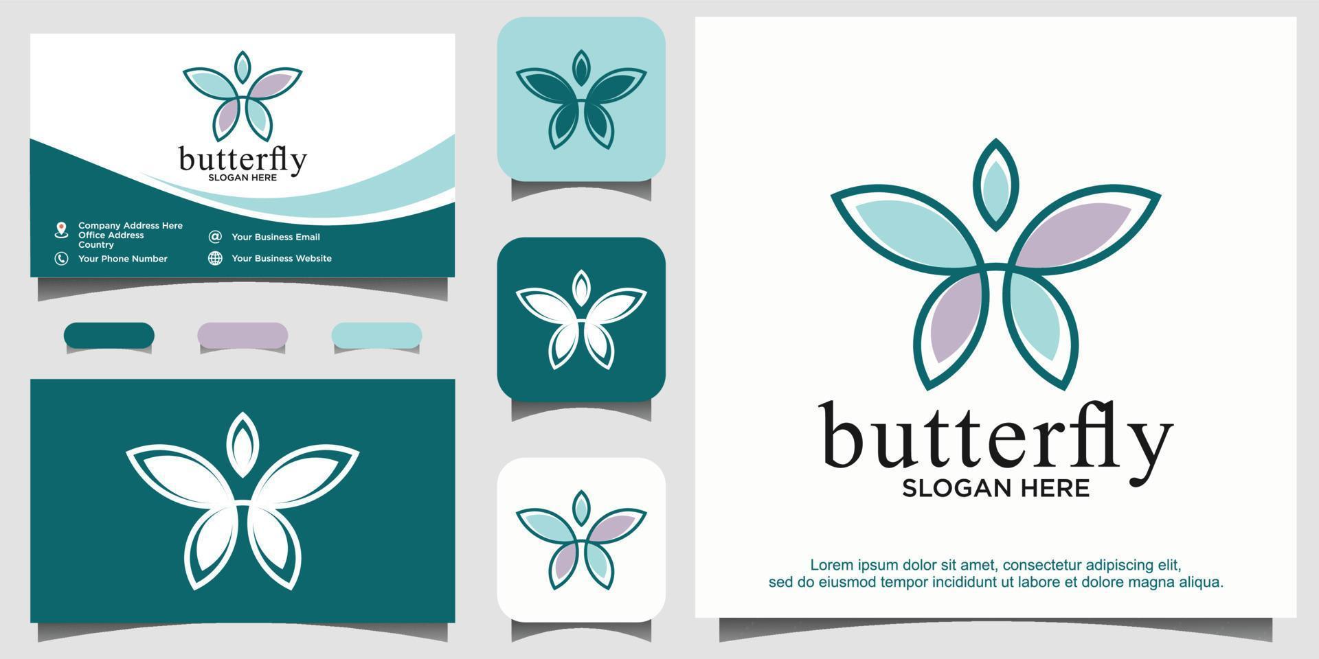 design del logo della farfalla di bellezza vettore