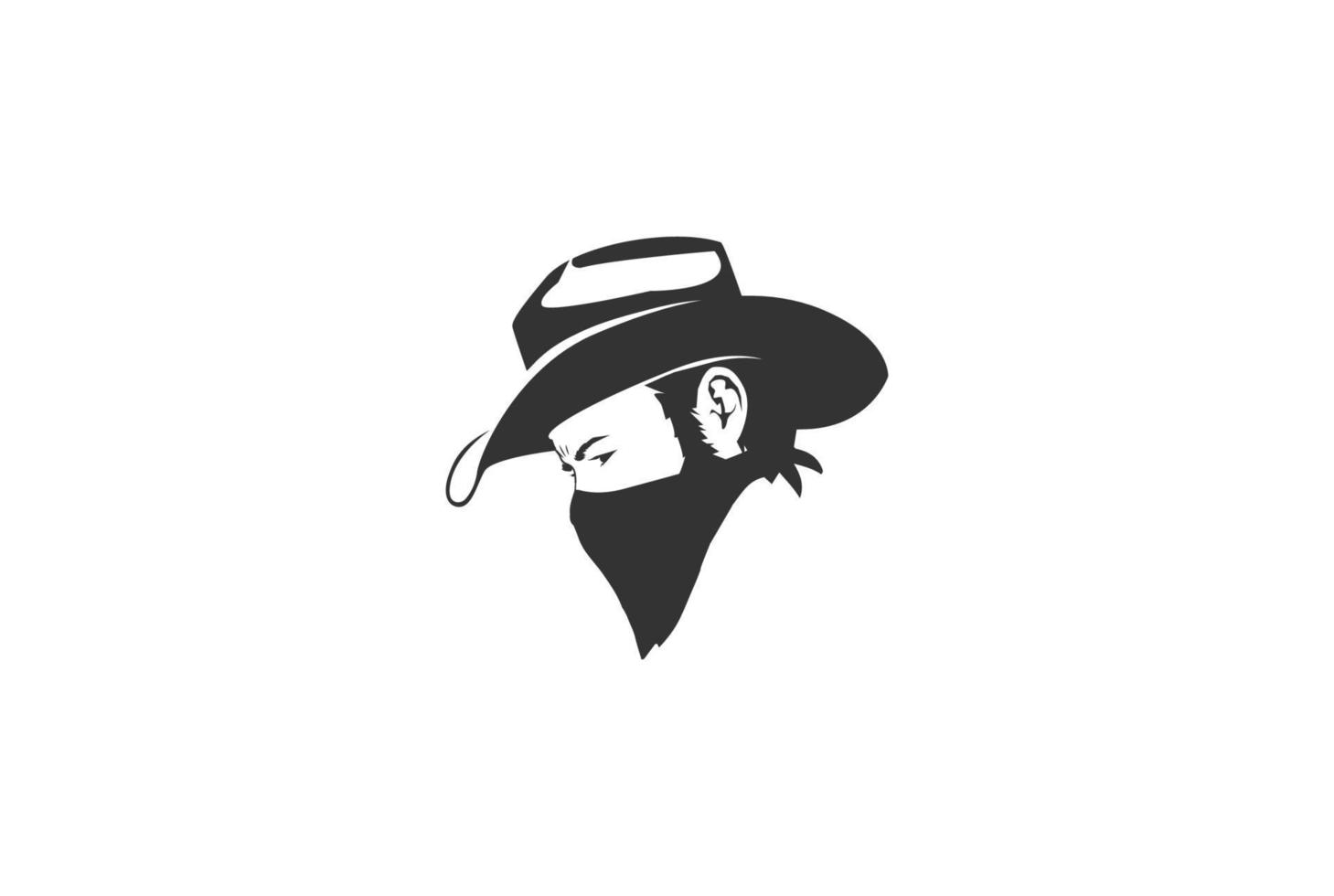 cowboy con bandana sciarpa maschera logo disegno vettoriale