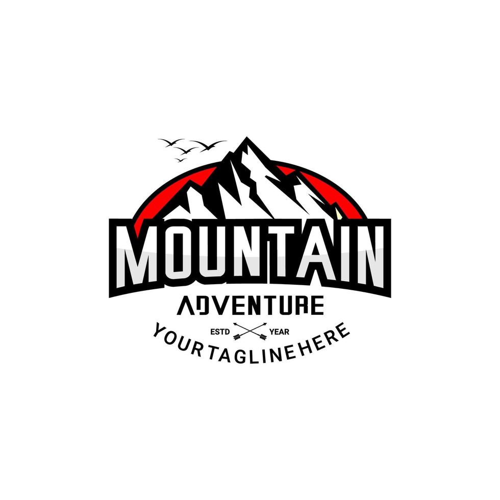 logo della montagna di neve, logo dell'avventura vettore