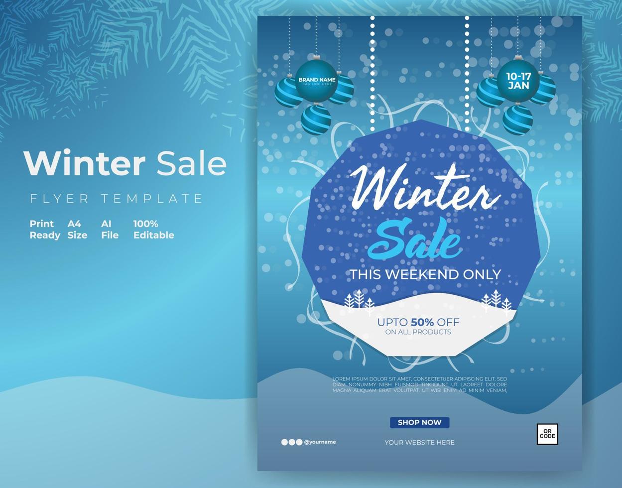 download gratuito di design del modello di volantino decorativo per la vendita invernale vettore