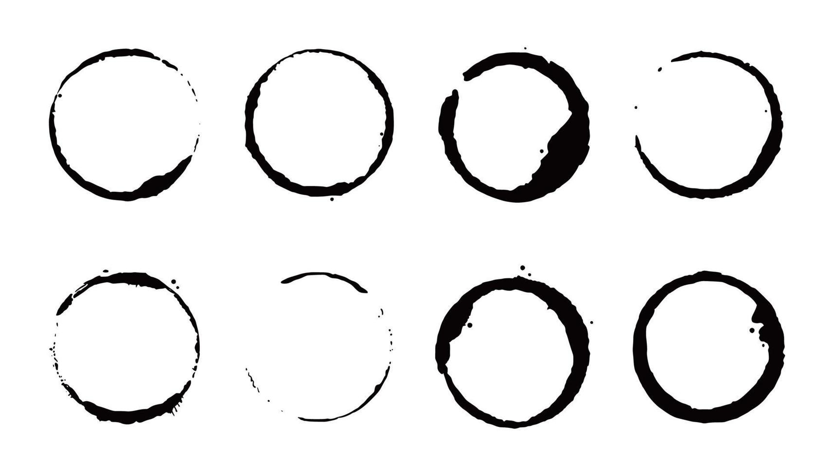 set di anelli per macchie di caffè. illustrazione vettoriale. vettore