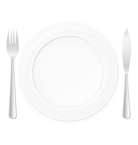 piatto con forchetta e coltello illustrazione vettoriale
