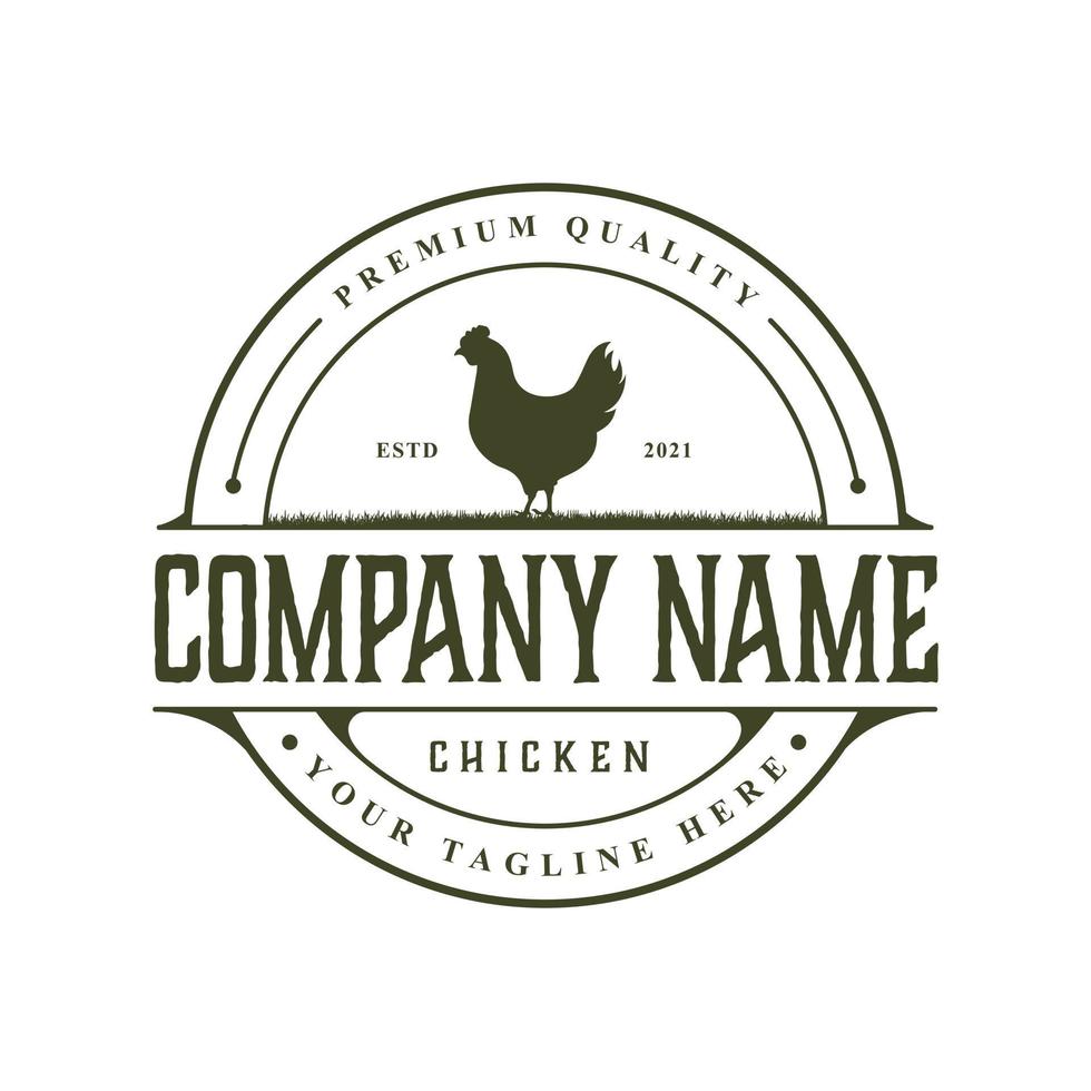 modello di progettazione di logo di pollo rustico vintage vettore