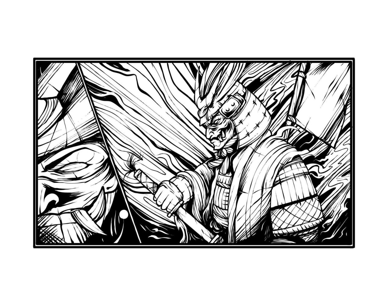 illustrazione di guerriero samurai vettore