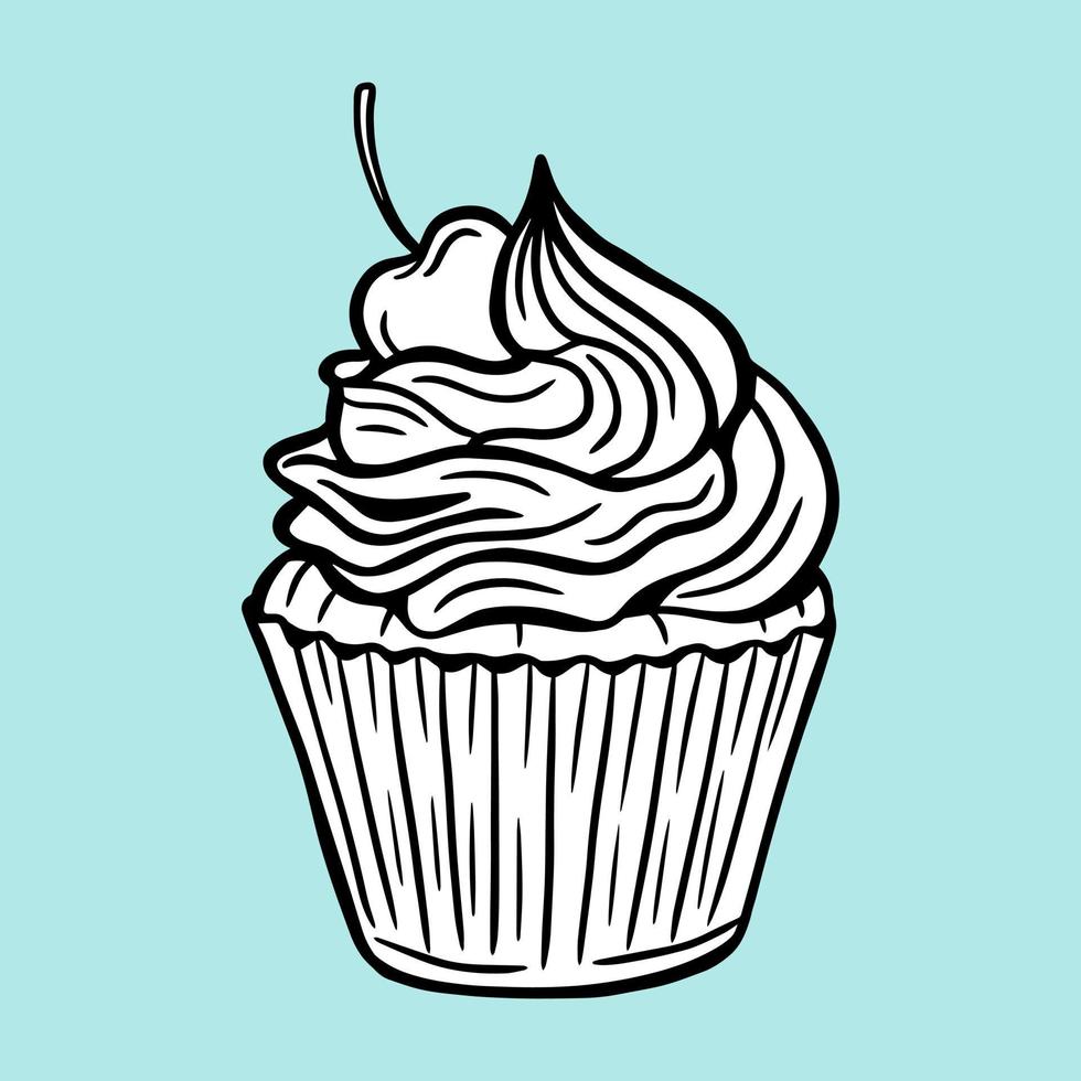 impostare ciambelle gelato torta disegnata a mano cibo dessert pasticcini menu bar ristoranti illustrazione vettore
