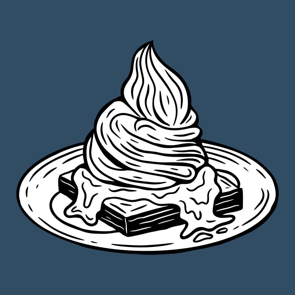 illustrazione disegnata a mano dei ristoranti del caffè del menu della pasticceria del dessert dell'alimento del gelato della torta vettore