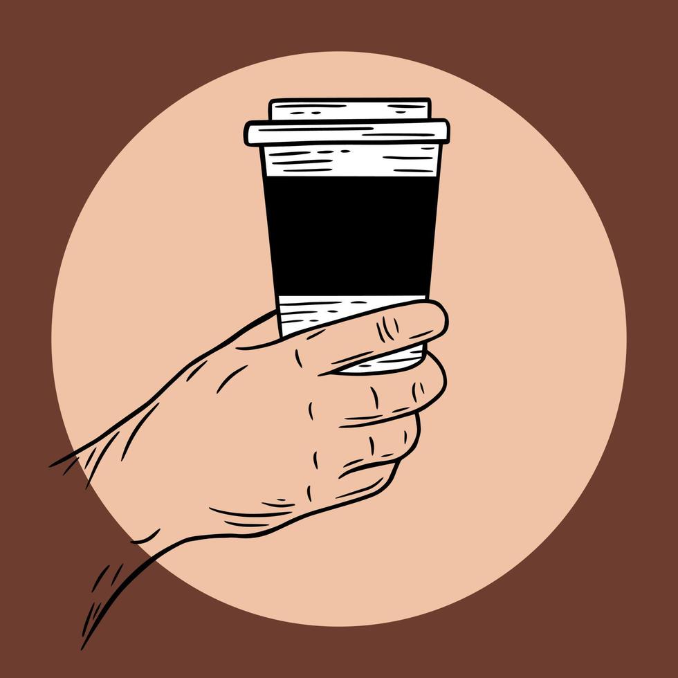 illustrazione disegnata a mano dei ristoranti del caffè del menu della tazza di vetro del negozio del dessert della bevanda della crema del caffè della stretta vettore