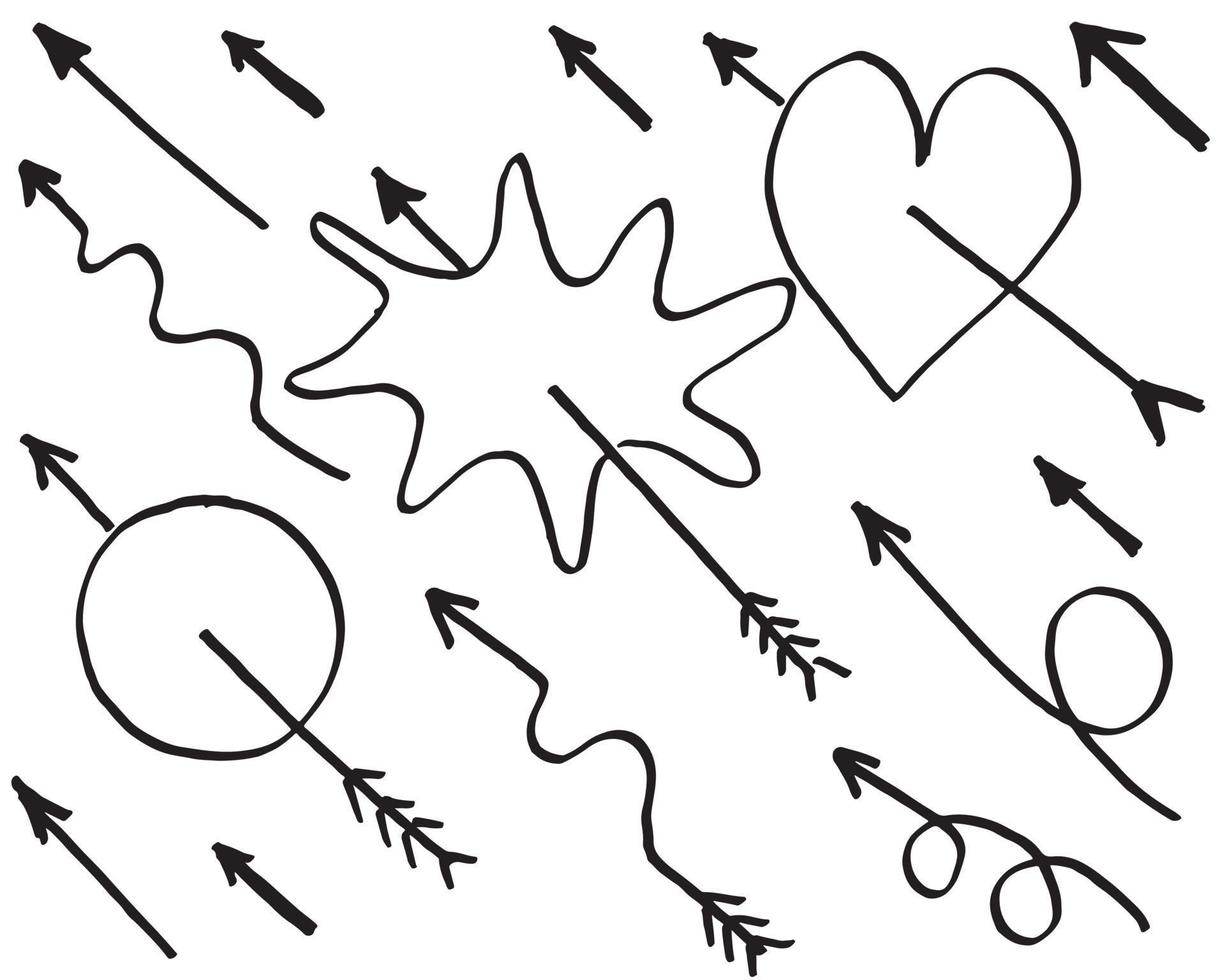 set di frecce disegnate a mano per infografica aziendale, banner, web e concept design. elementi di design doodle vettoriali. vettore