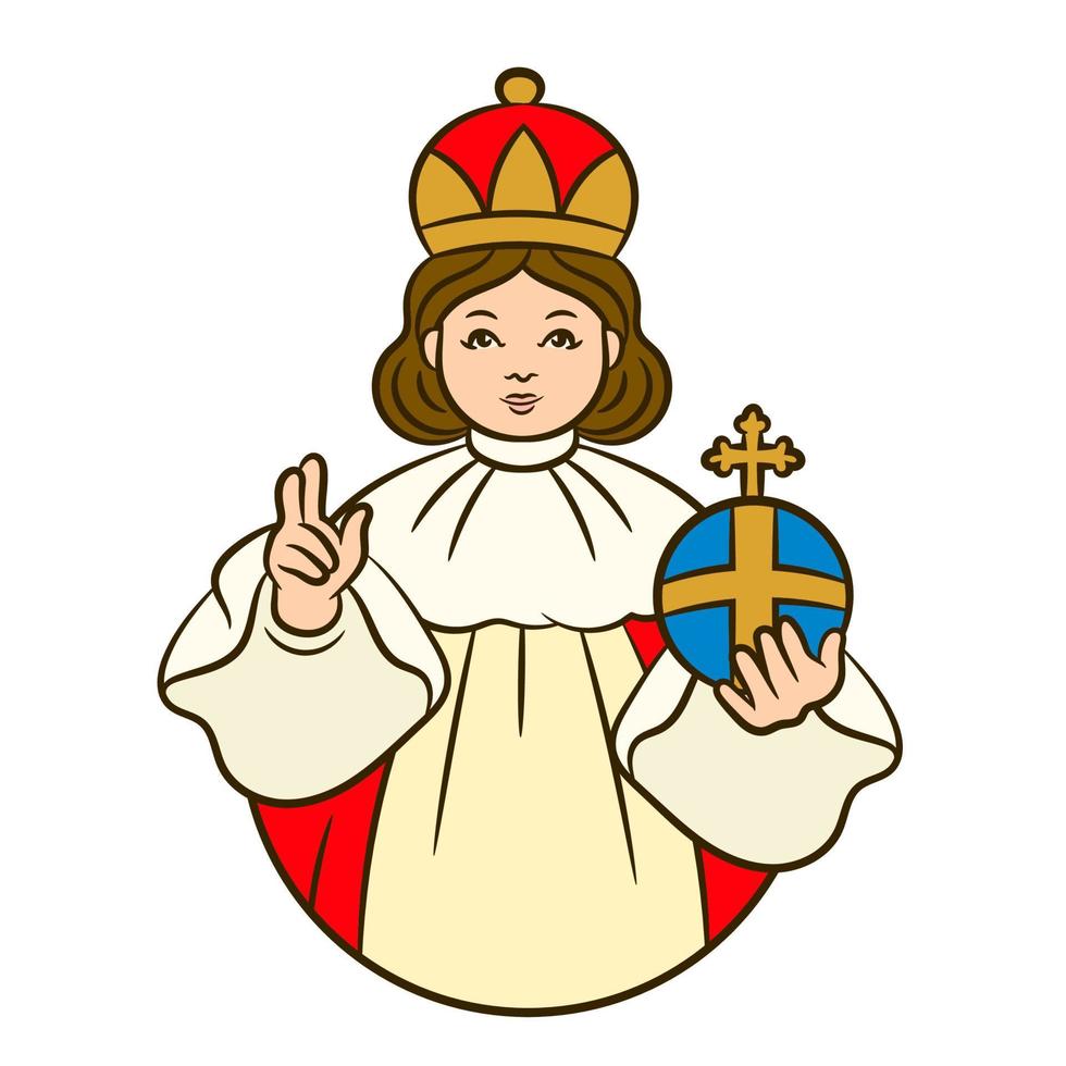 Gesù Bambino di Praga icona cattolica vettore