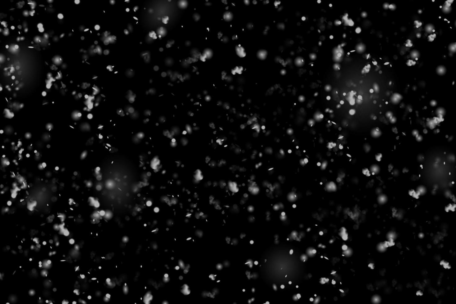 neve che cade su sfondo nero vettore