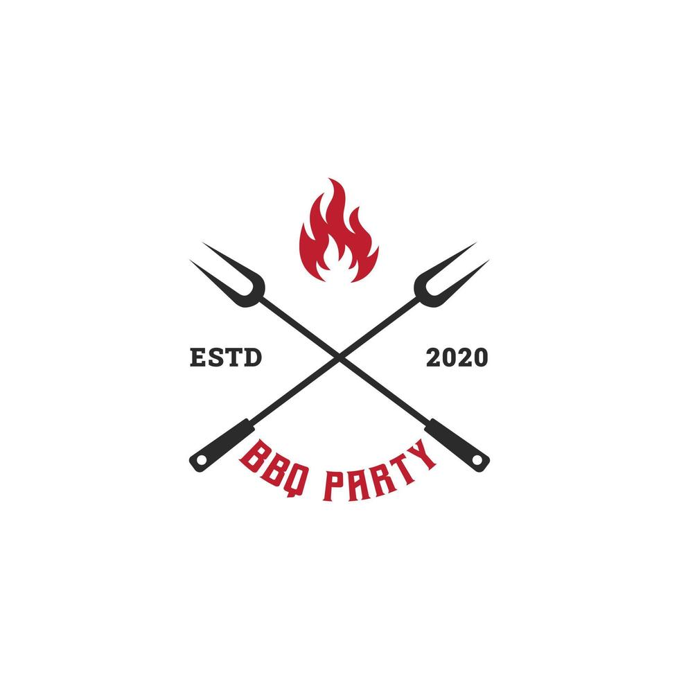 set di logo modello barbecue, barbecue e grill, emblema della steak house premium vector