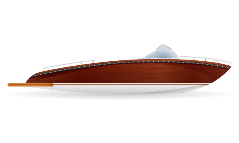 vecchio retro d&#39;annata dell&#39;imbarcazione a motore fatto dell&#39;illustrazione di legno di vettore
