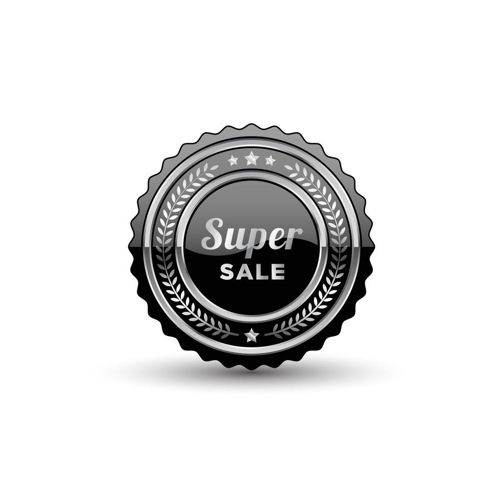 distintivo in metallo argentato e modello di prodotto etichetta vettore