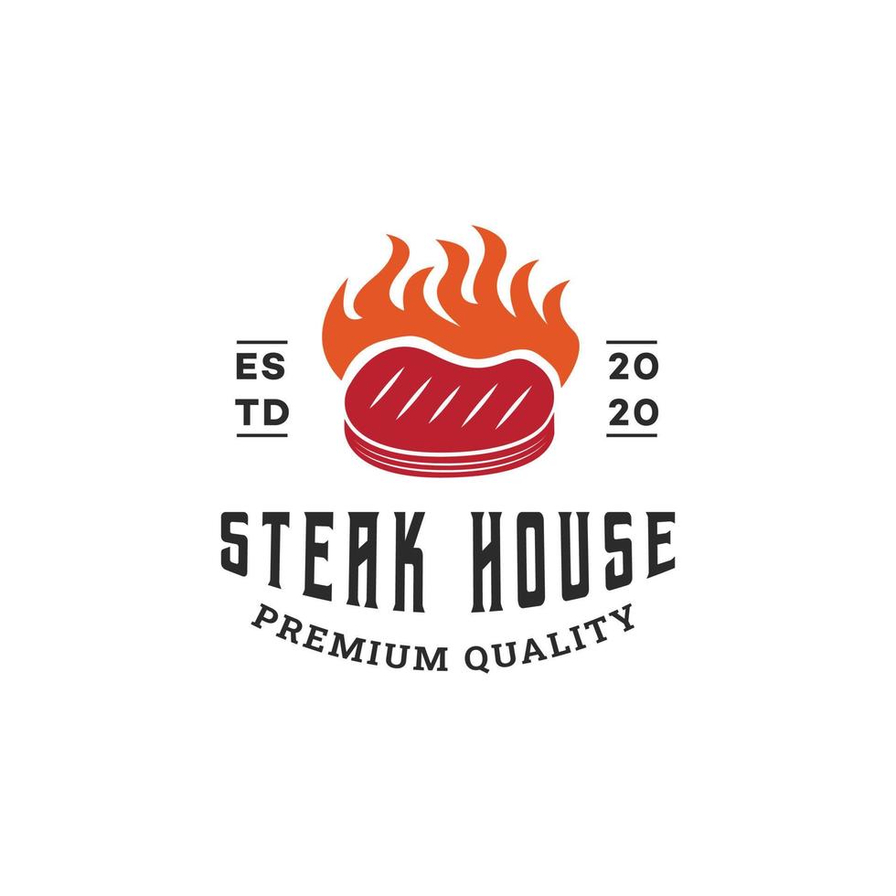 modello logo barbercue, barbecue e grill, steak house, barbecue vettore