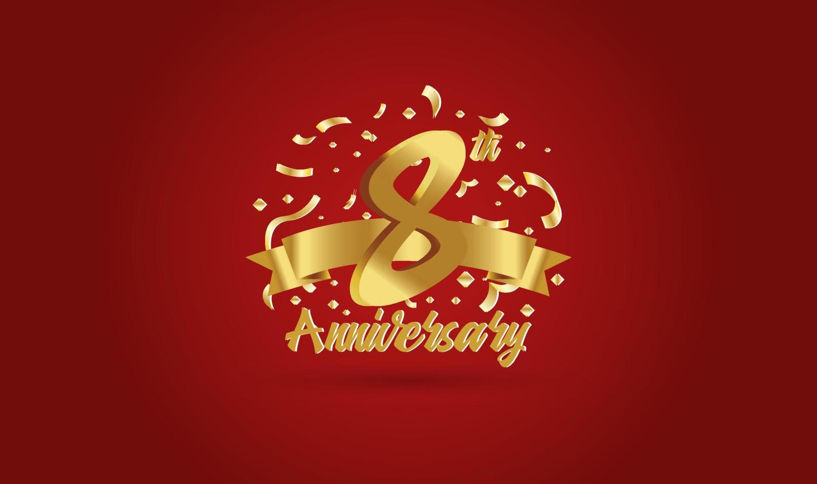 sfondo di celebrazione dell'anniversario. con l'8° numero in oro e con la scritta celebrazione dell'anniversario d'oro. vettore