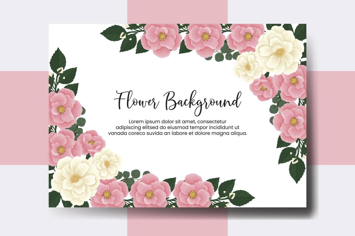 sfondo fiore banner di matrimonio, modello di disegno di mini fiore rosa rosa disegnato a mano ad acquerello digitale vettore