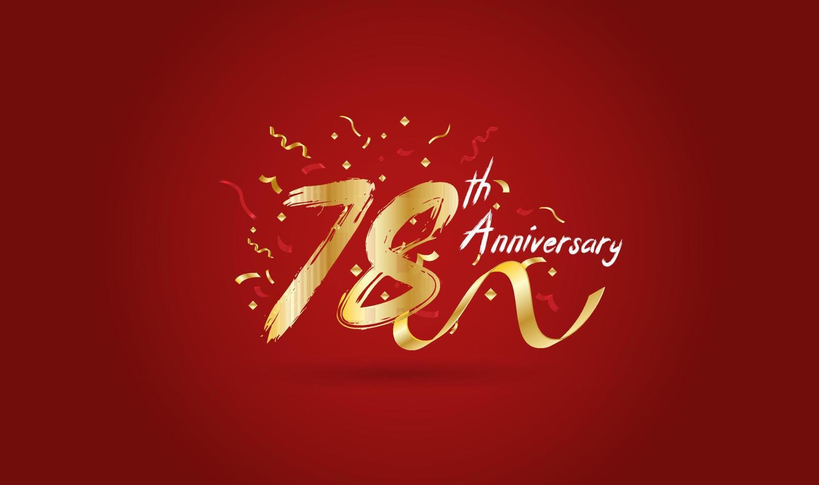 sfondo di celebrazione dell'anniversario. con il 78° numero in oro e con la scritta celebrazione dell'anniversario d'oro. vettore