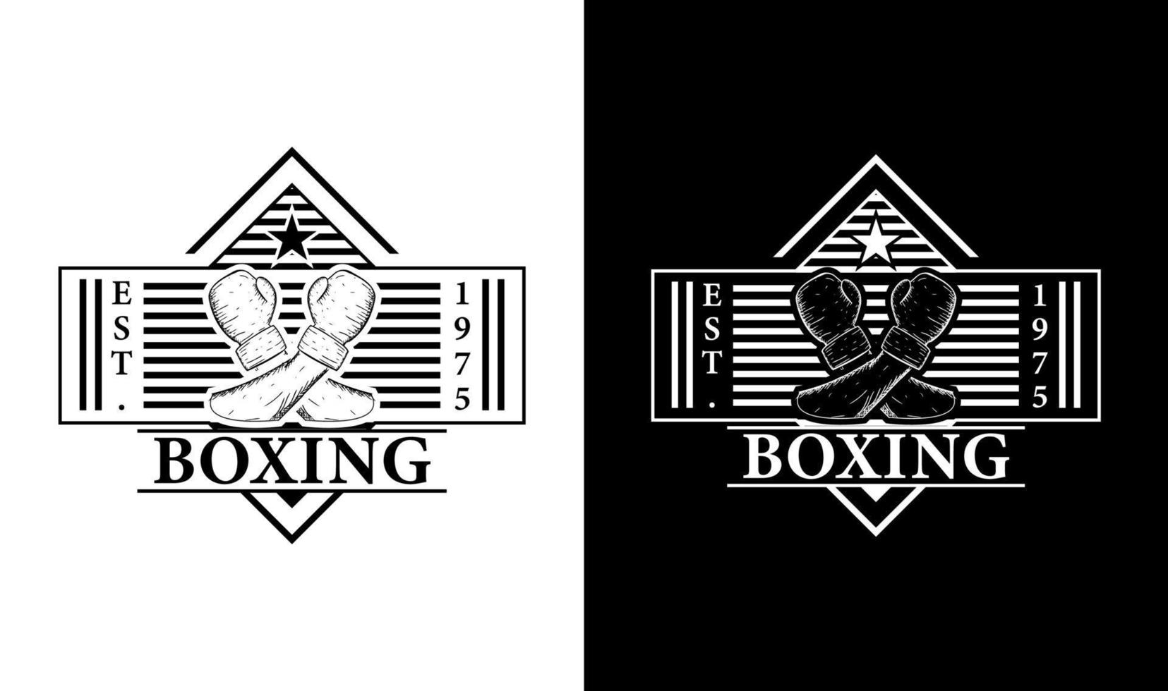 boxe vintage retrò distintivo etichetta emblema logo design ispirazione vettore