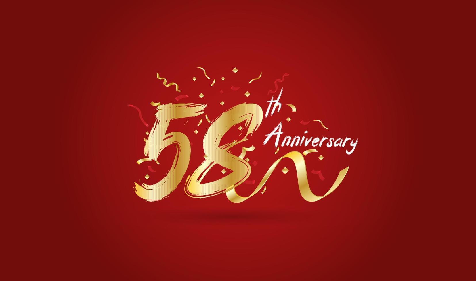 sfondo di celebrazione dell'anniversario. con il 58° numero in oro e con la scritta celebrazione dell'anniversario d'oro. vettore