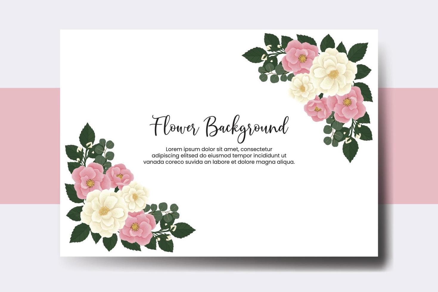 sfondo fiore banner di matrimonio, modello di disegno di mini fiore rosa rosa disegnato a mano ad acquerello digitale vettore