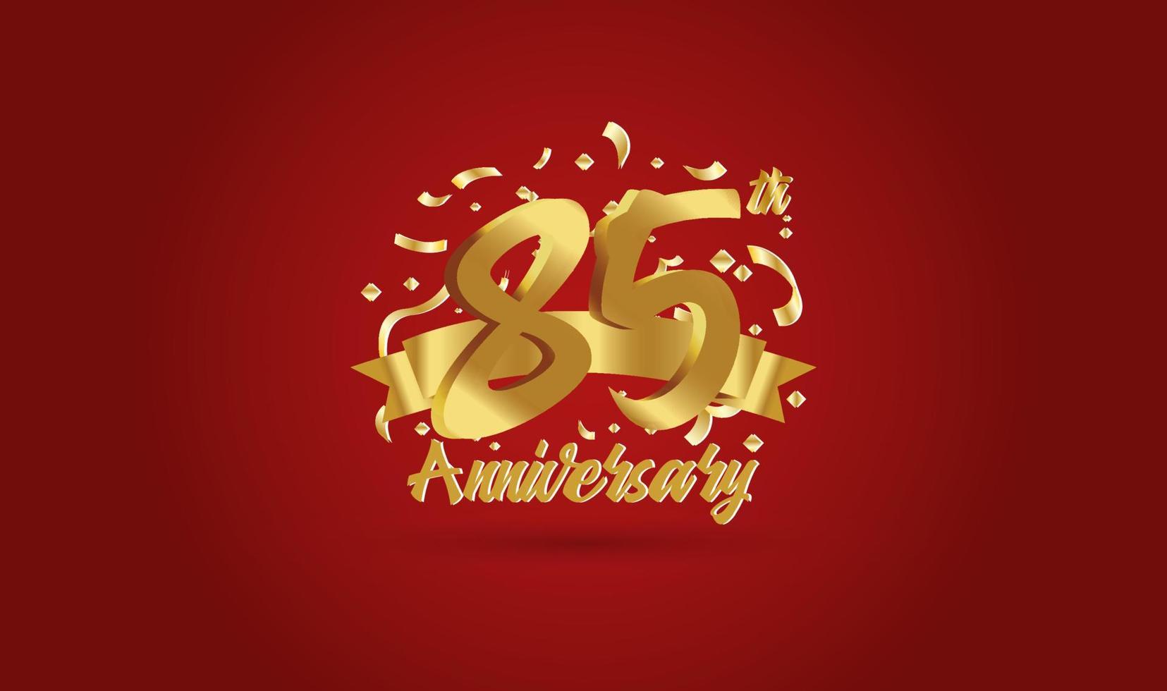 sfondo di celebrazione dell'anniversario. con l'85° numero in oro e con le parole celebrazione dell'anniversario d'oro. vettore