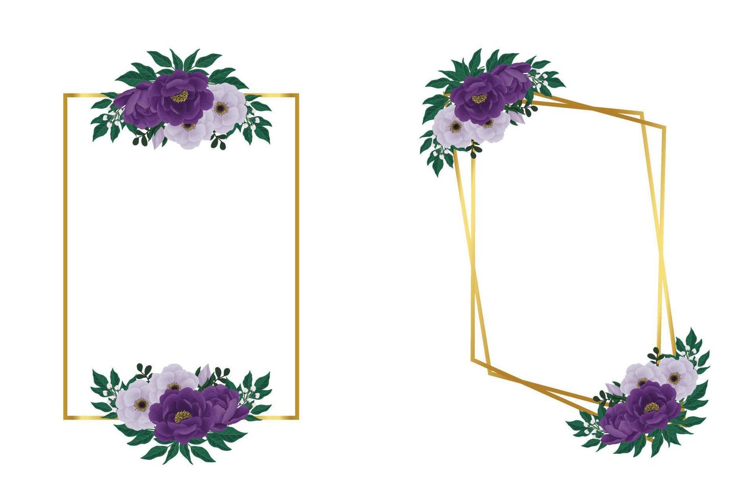 cornice floreale modello di disegno del fiore di peonia viola, acquerello digitale disegnato a mano vettore