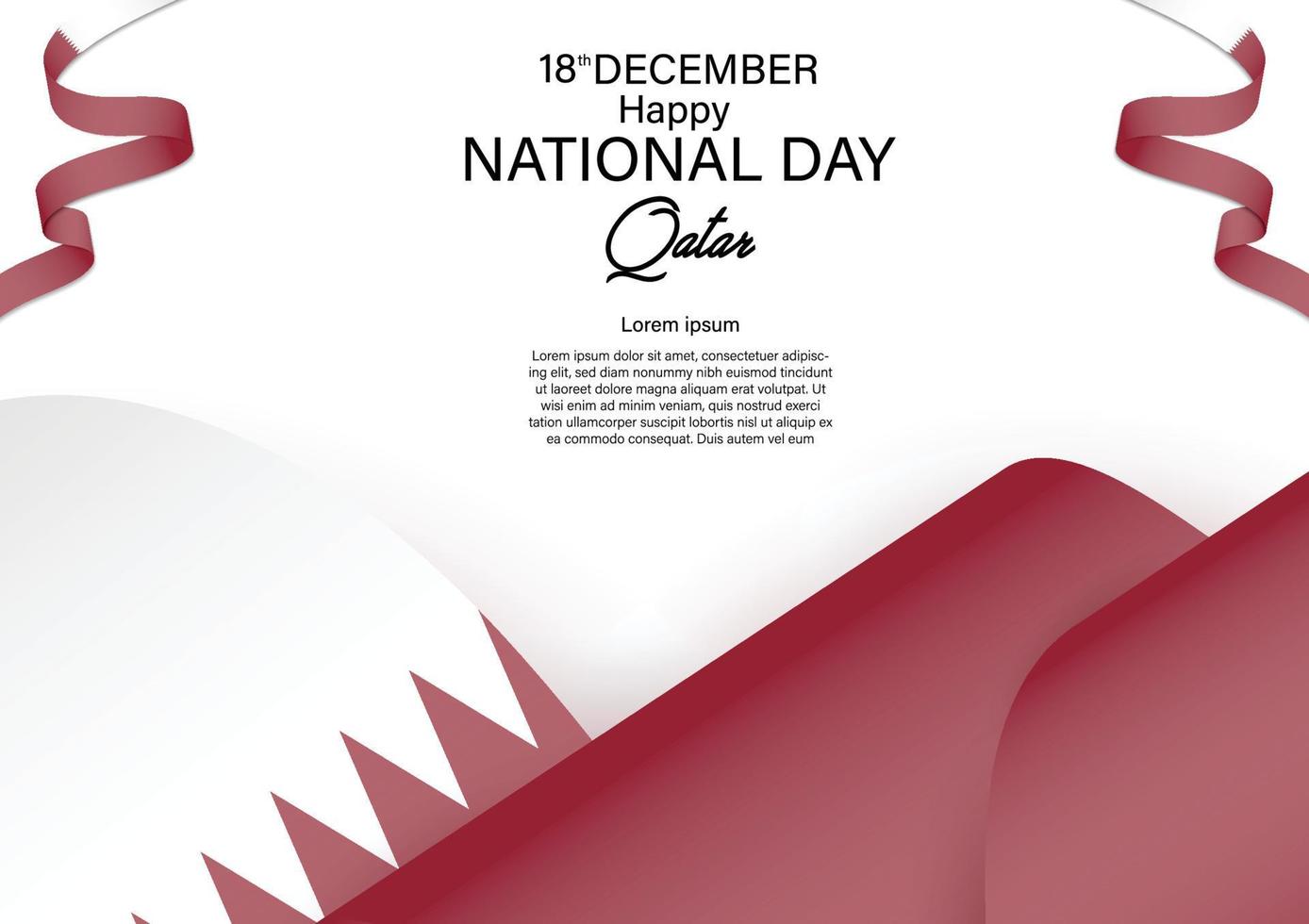 18 dicembre festa nazionale del qatar con il colore della bandiera del qatar del nastro. illustrazione vettoriale