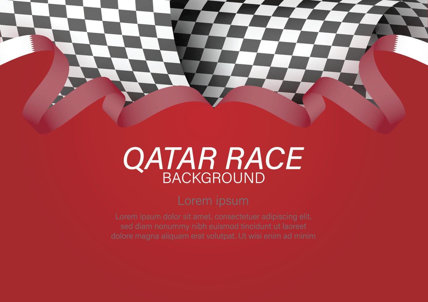 bandiera da corsa con nastro colorato bandiera qatar, illustrazione vettoriale