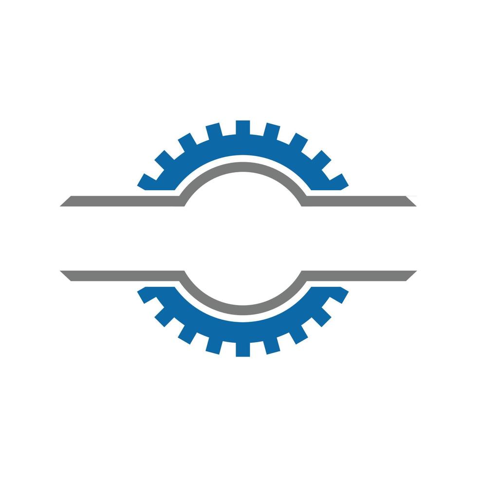 elemento di design simmetrico del logo della ruota dentata relativo alla macchina, al meccanico o al servizio di riparazione vettore