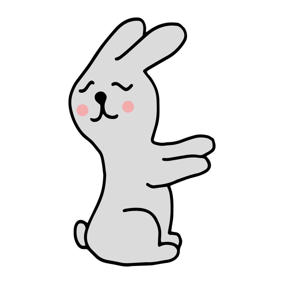 disegno di contorno disegnato a mano di coniglio. coniglietto pasquale.per cartoline, stampa su tessuto.carino animale.doodles.vettore vettore