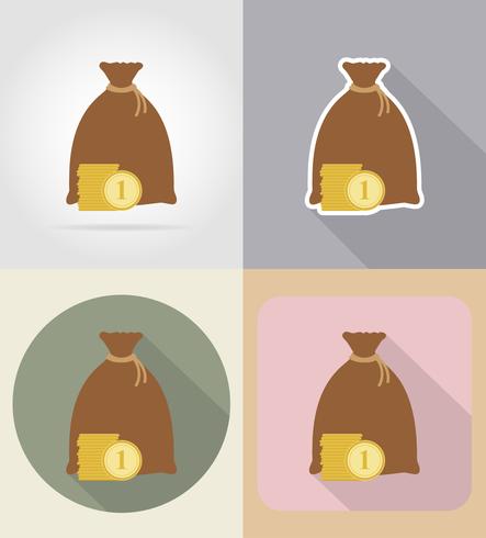 borsa di icone piane denaro illustrazione vettoriale